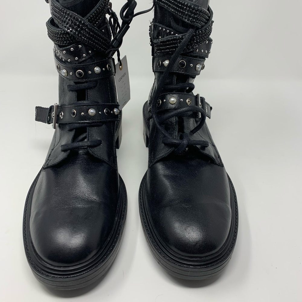 ZARA LOW HEELED LEATHER ANKLE BOOTS - Picture 5 of 16